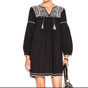 Ulla Johnson | Black Pink Embroidered Boho Dress 0